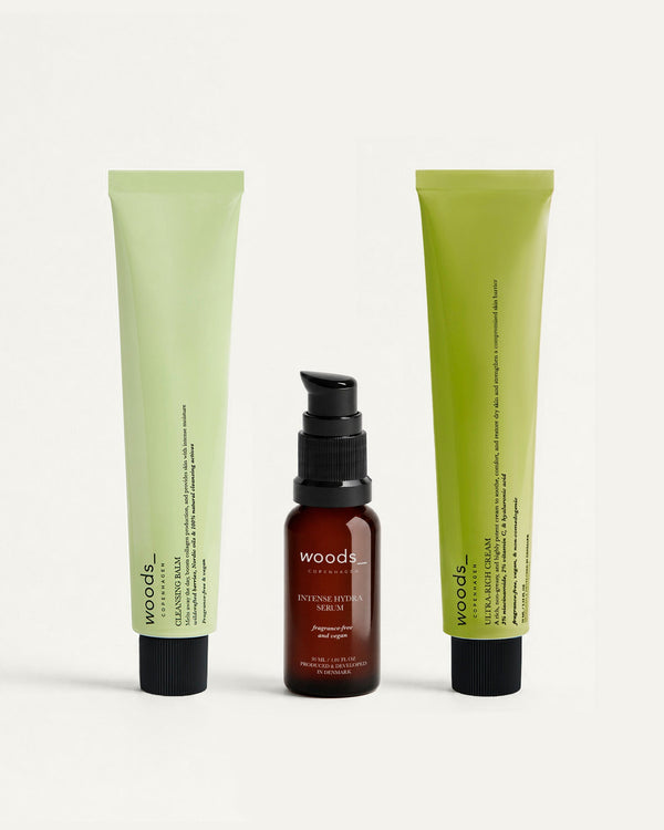 Woods Copenhagen 3-Step Routine – hudplejesortiment til tør hud